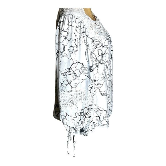 Zac & Rachel Boho Peasant Top Size XL  Crochet White And Black Tie At Sleeve - Picture 2 of 10